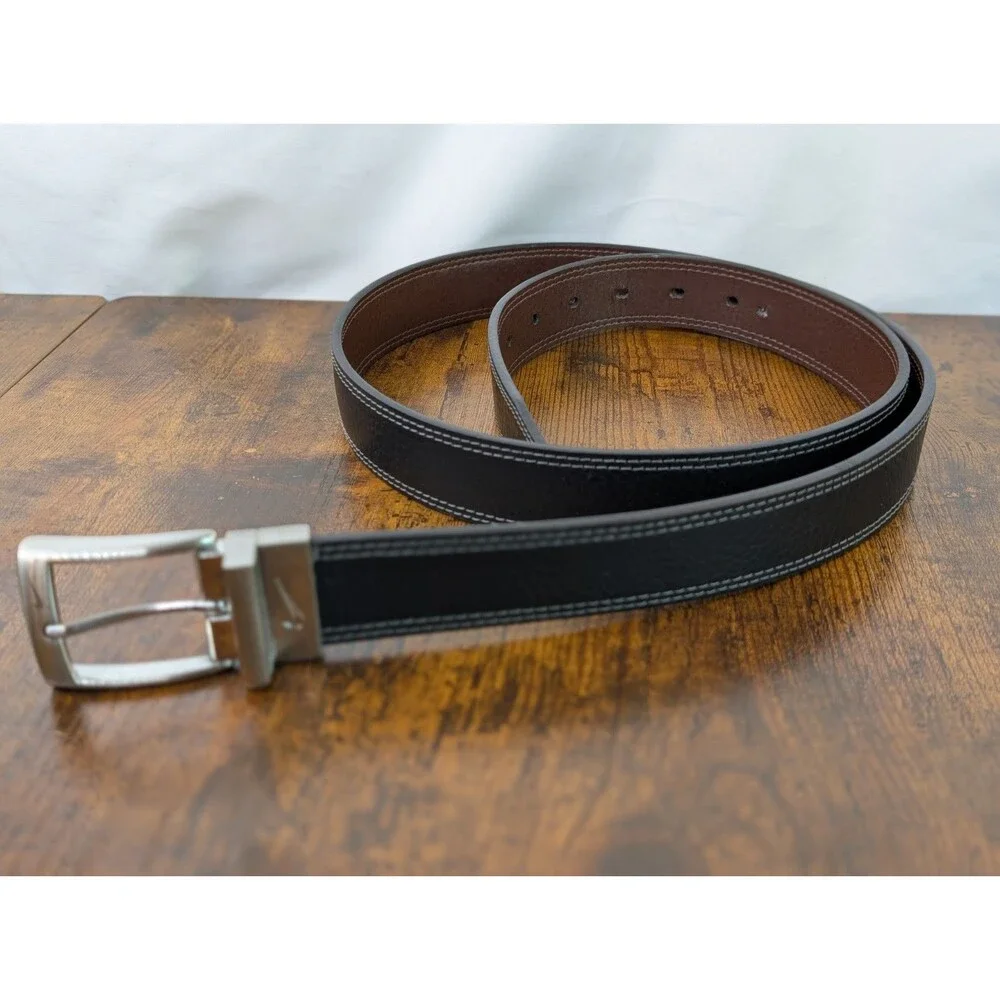 Nike Reversible Textured Synthetic Leather Belt Men’s Black/Brown Golf 51